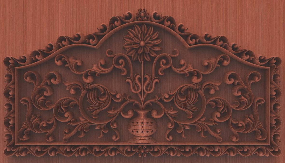 Beds & Sofa - BS-61 Elegant Floral Urn Decorative Relief Carving 3D Model